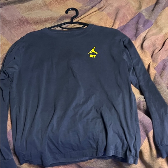 Jordan Dark Blue Long Sleeve Tee with Yellow Logo - Picture 1 of 3